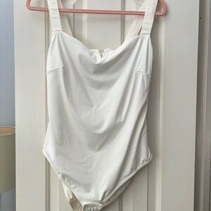 Square v neck White sleeveless top for women